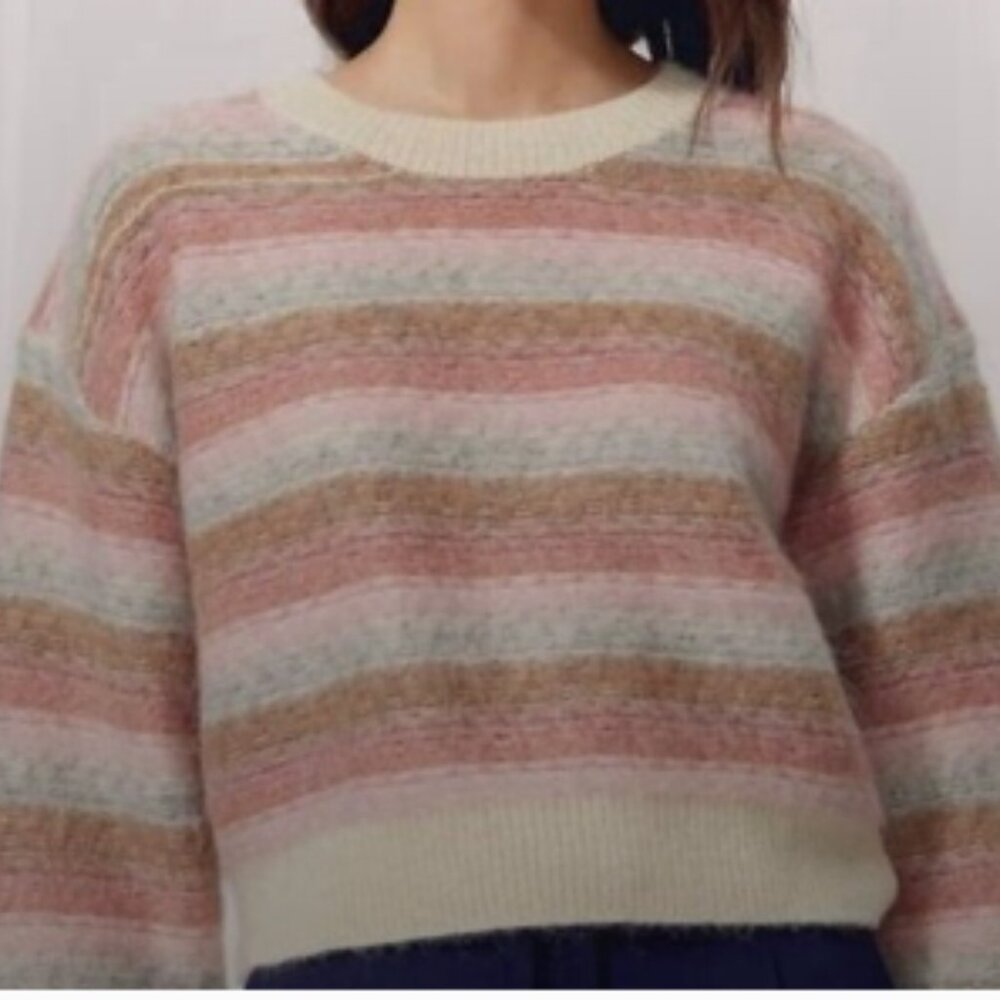 Aritzia Wilfred Women Cadence Soft Pastel Striped Mohair Blend Sweater (sz XXS)